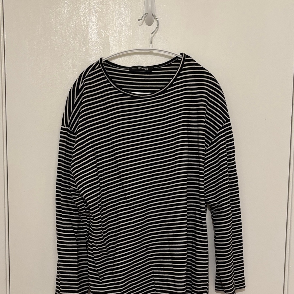 Black and White Striped Women's Top